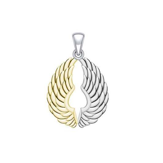 14 Karat Gold Plated on Sterling Silver Angel Wings Pendant MPD5332