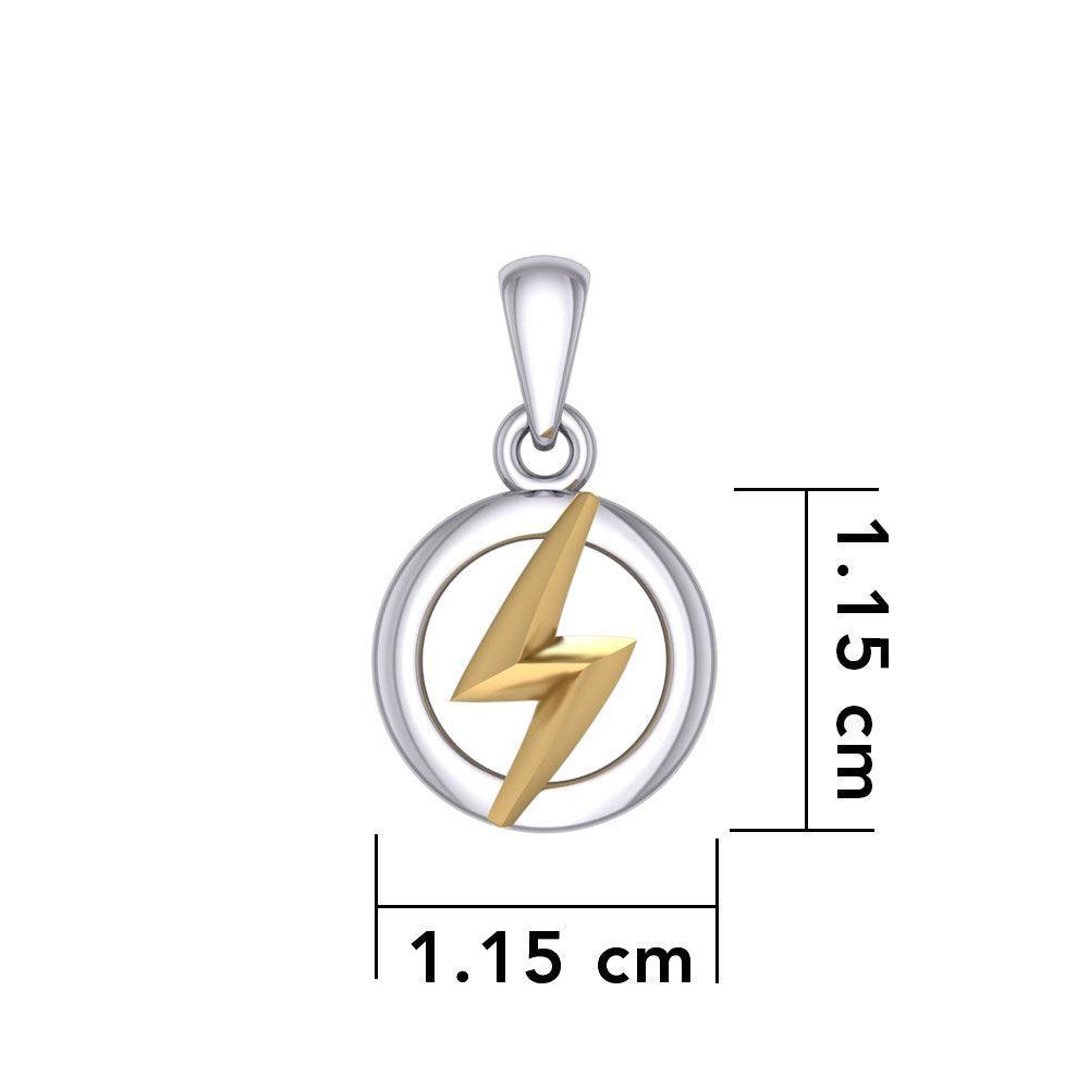 Zeus God Lightning Bolt Silver and Gold Pendant MPD5902