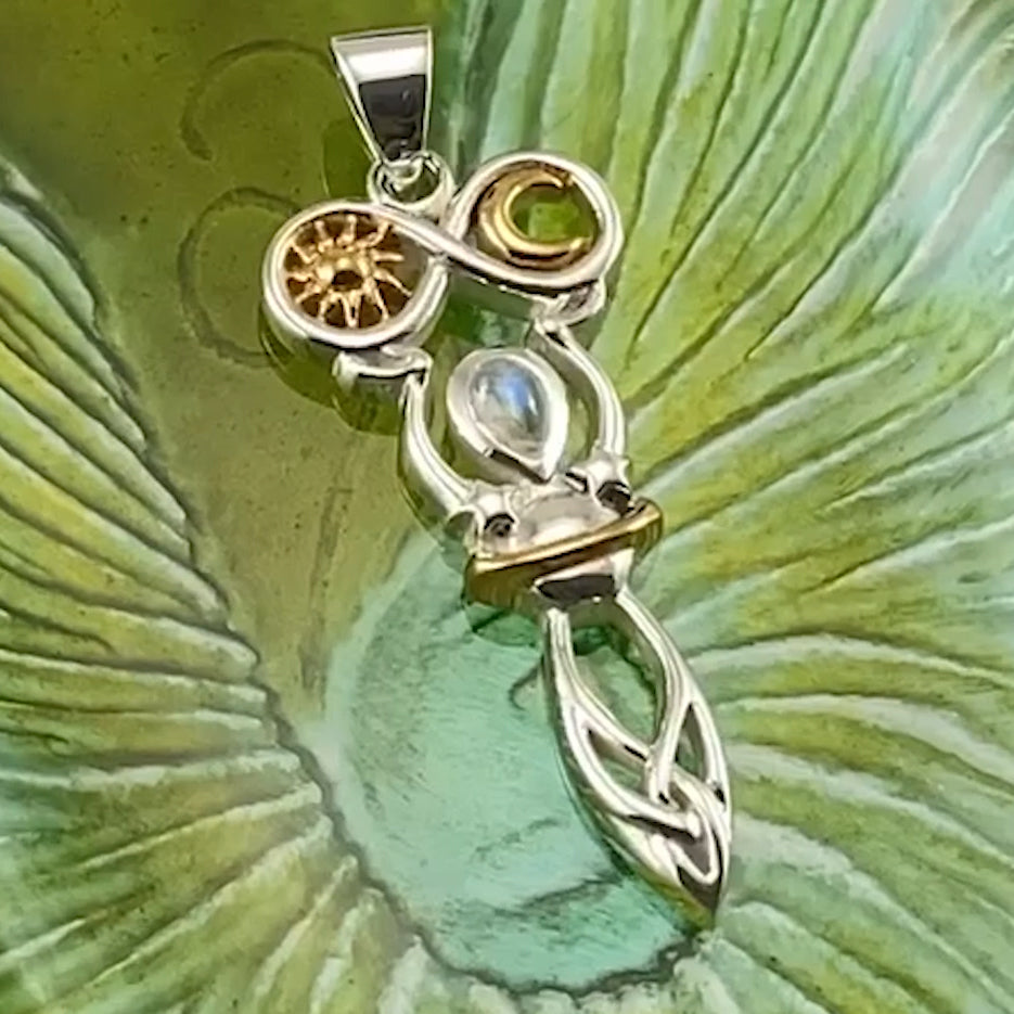 Celtic Goddess of Infinite Universe Silver and Gold Pendant MPD5931