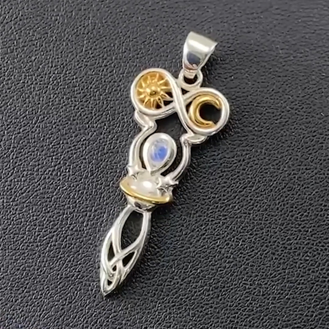 Celtic Goddess of Infinite Universe Silver and Gold Pendant MPD5931
