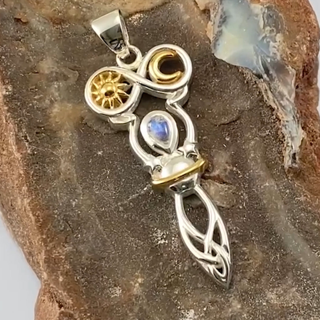 Celtic Goddess of Infinite Universe Silver and Gold Pendant MPD5931