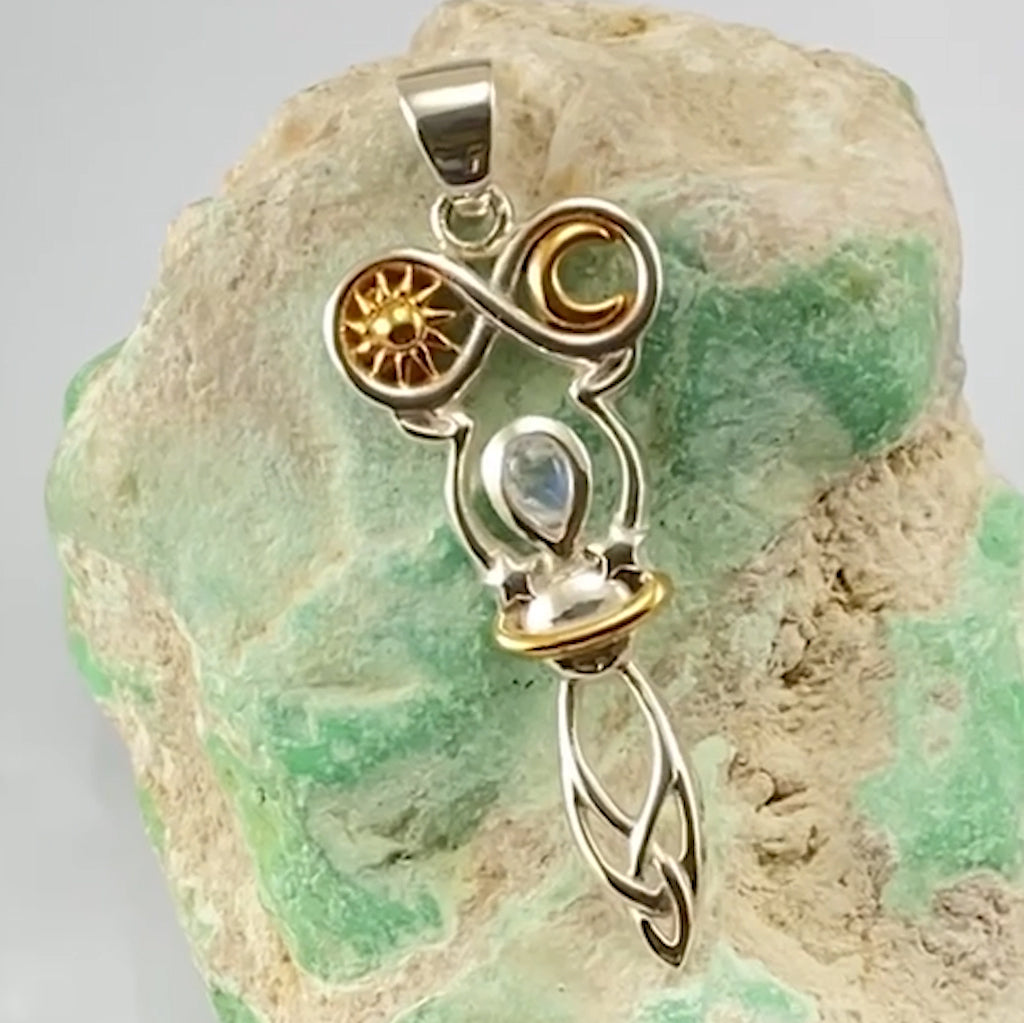 Celtic Goddess of Infinite Universe Silver and Gold Pendant MPD5931
