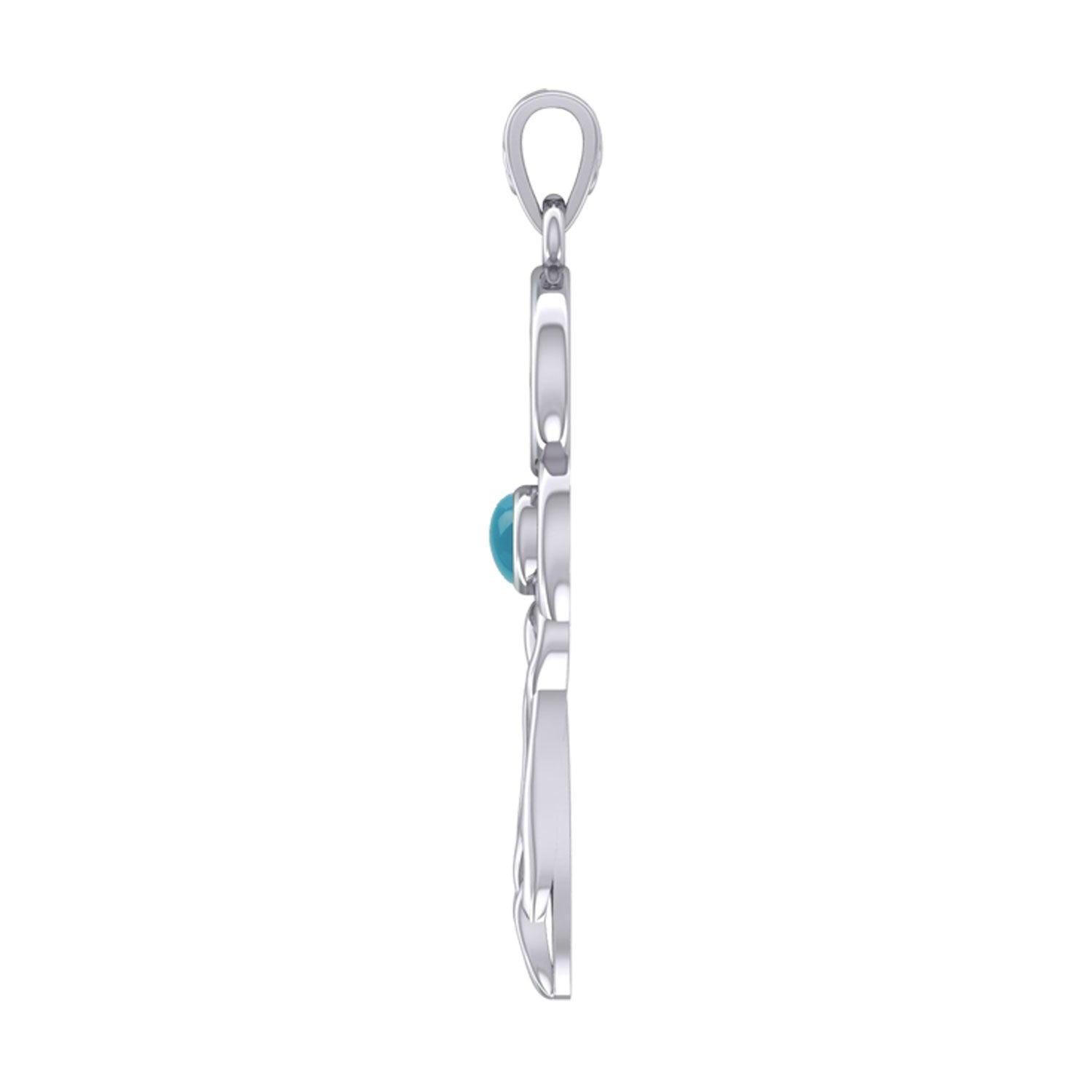 Celtic Goddess Sagittarius Astrology Zodiac Sign Silver and Gold Accents Pendant with Turquoise MPD5943