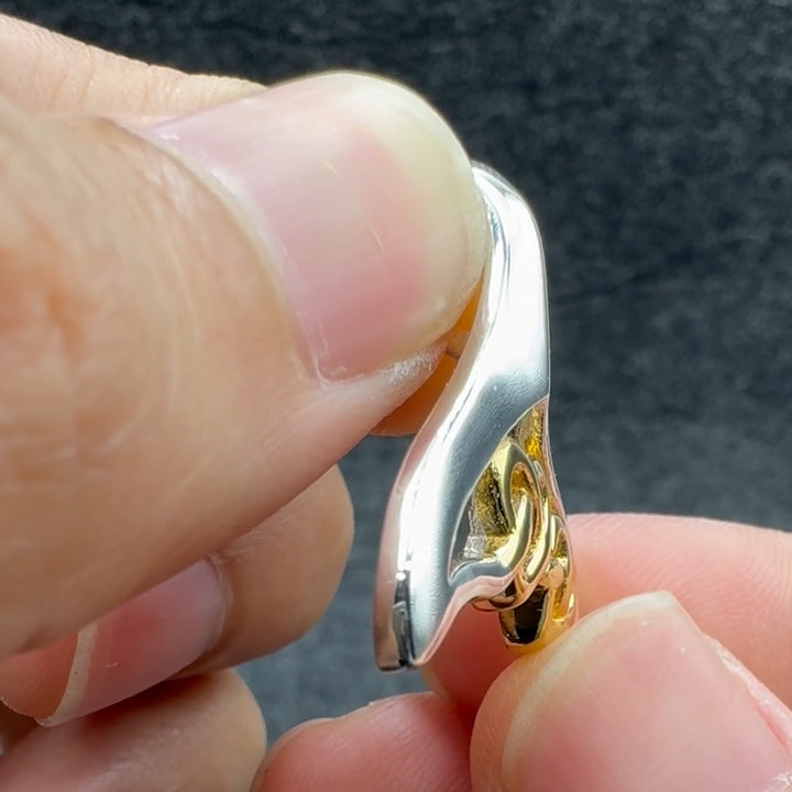 Celtic Whale Tail And Double Heart Silver With 14K Gold Accent Pendant MPD6054