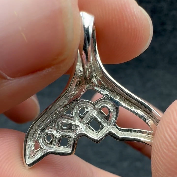 Celtic Whale Tail And Double Heart Silver With 14K Gold Accent Pendant MPD6054