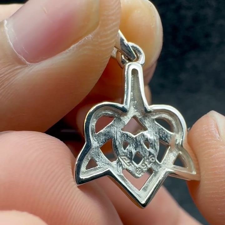 Celtic Whale Tail And Double Heart Silver With 14K Gold Accent Pendant MPD6055