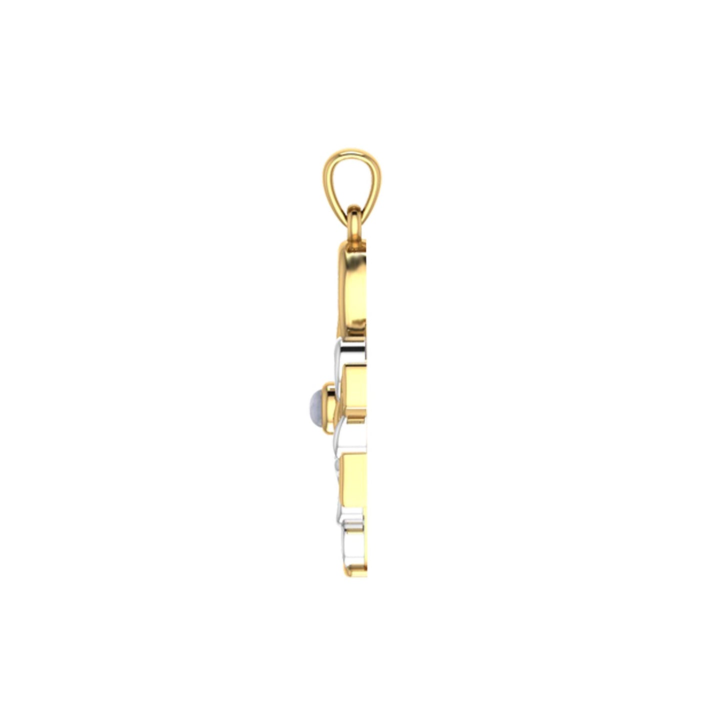 Oberon Zell Penkhaduce Wizardry Symbol Sterling Silver and 14K Gold Accents and Rainbow Moonstone Pendant MPD6333