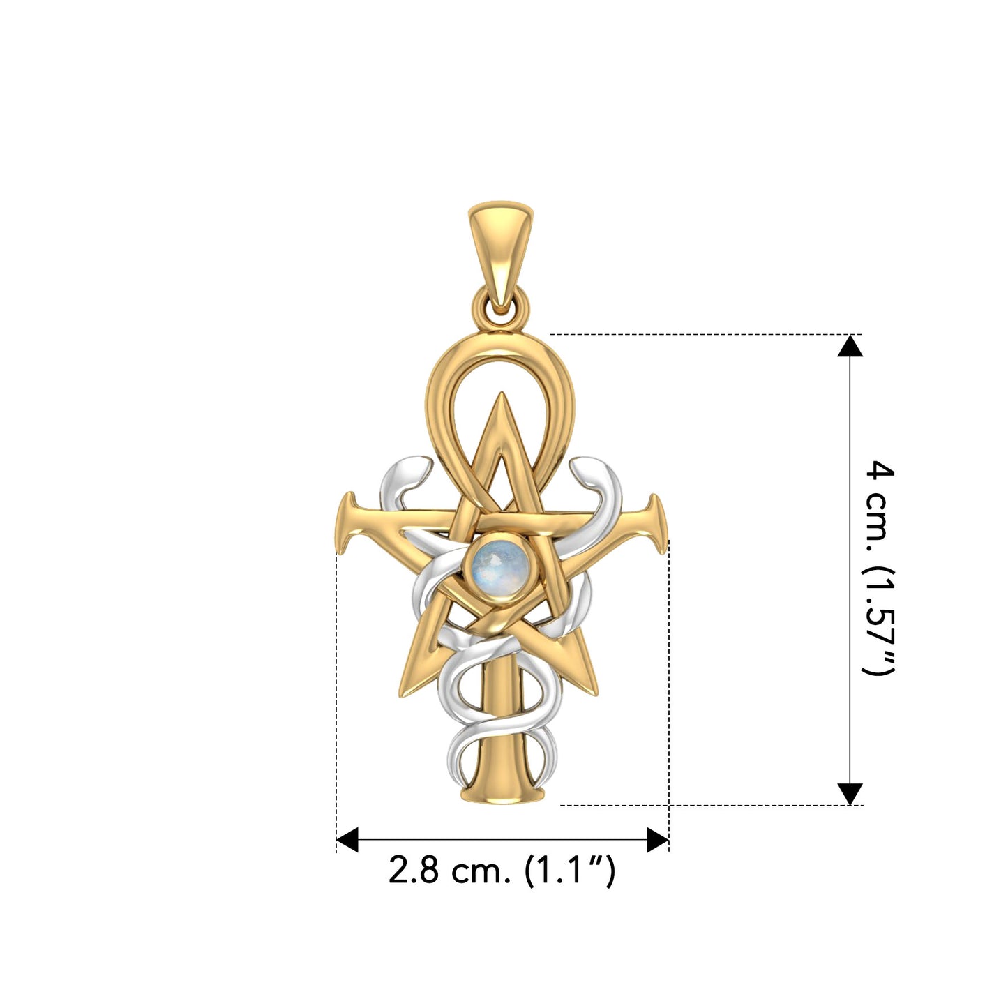 Oberon Zell Penkhaduce Wizardry Symbol Sterling Silver and 14K Gold Accents and Rainbow Moonstone Pendant MPD6333