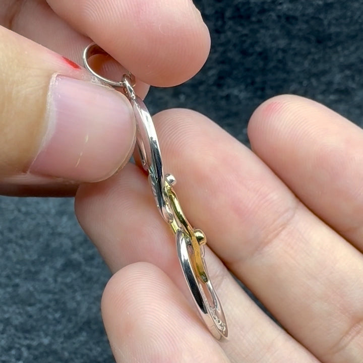 Triple Heart AA Recovery Sterling Silver with 14K Gold Accents Pendant MPD6372