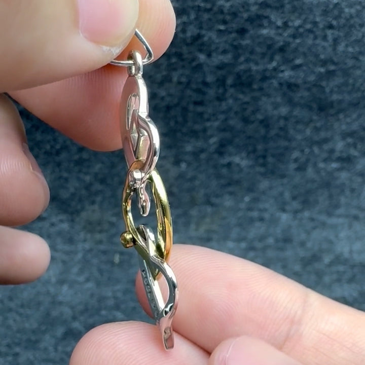 Triple Heart NA Recovery Sterling Silver with 14K Gold Accents Pendant MPD6373