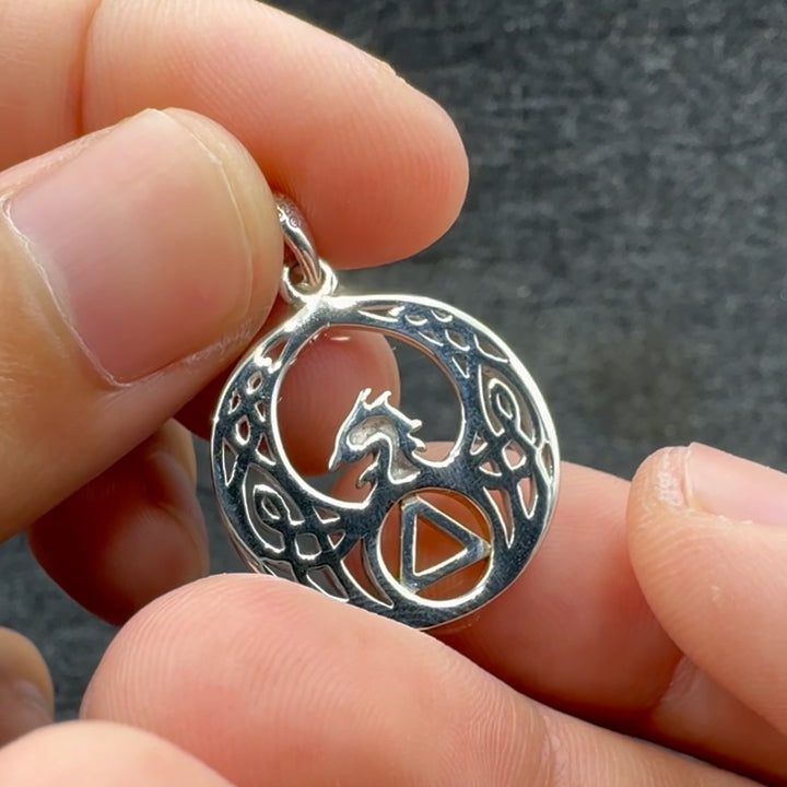 Celtic Phoenix with AA Recovery Symbol Sterling Silver with 14K Gold Accent Pendant MPD6431