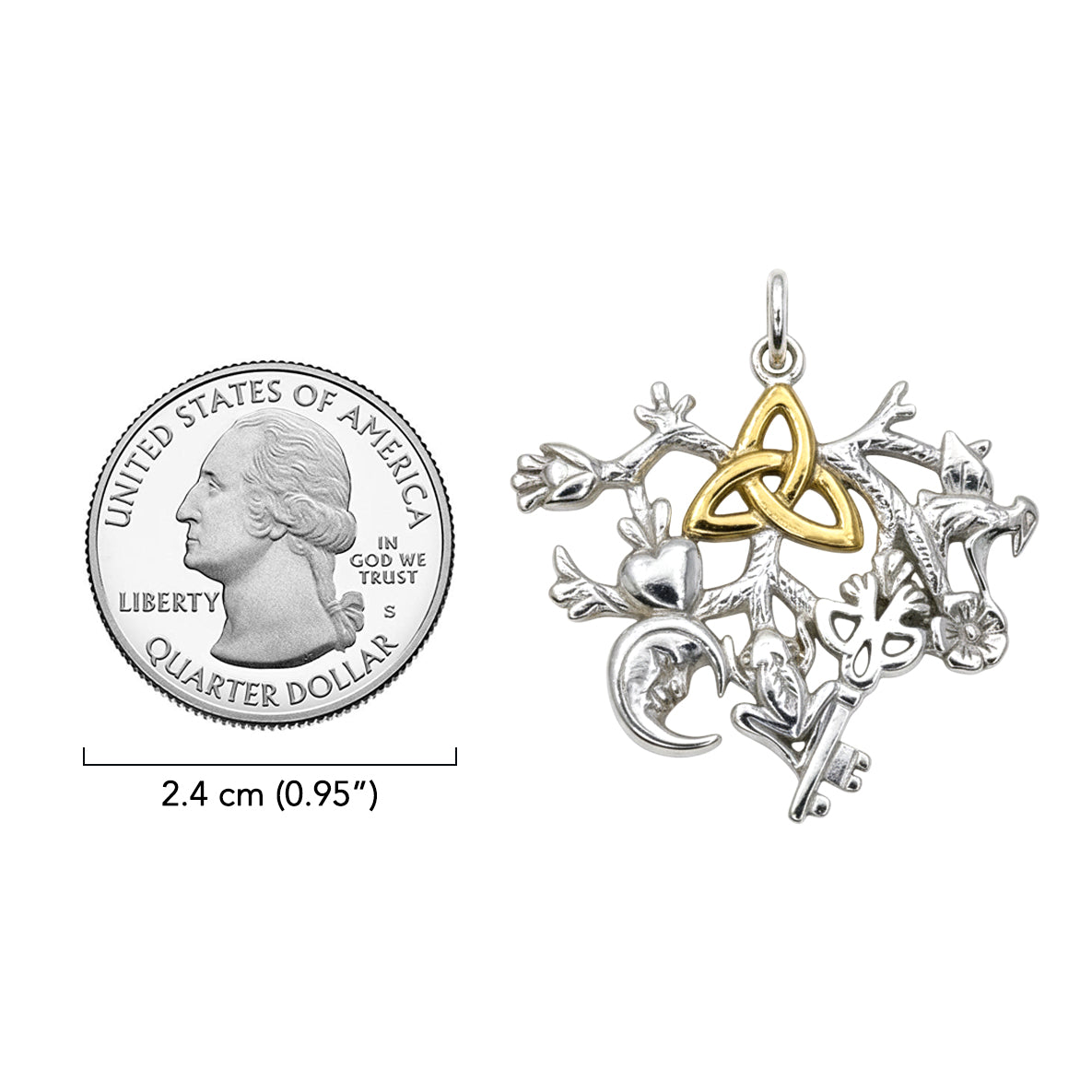 Cimaruta Sterling Silver with 14K Gold Accent Pendant MPD6448