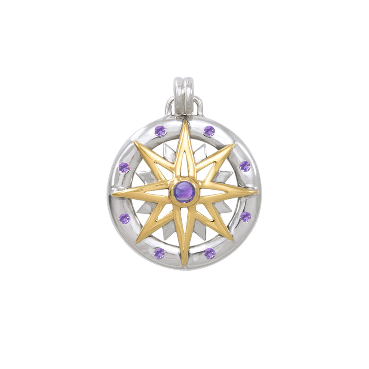 Compass Gemstone Sterling Silver and 18K Gold Accent Pendant MPD683
