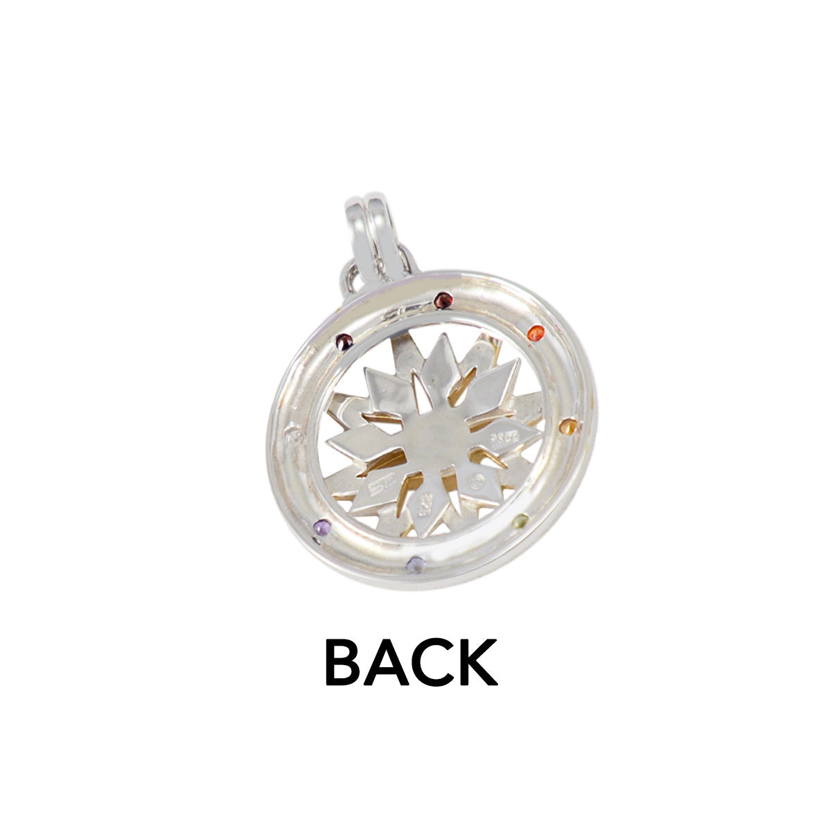 Compass Gemstone Sterling Silver and 18K Gold Accent Pendant MPD683