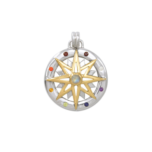 Compass Gemstone Sterling Silver and 18K Gold Accent Pendant MPD683