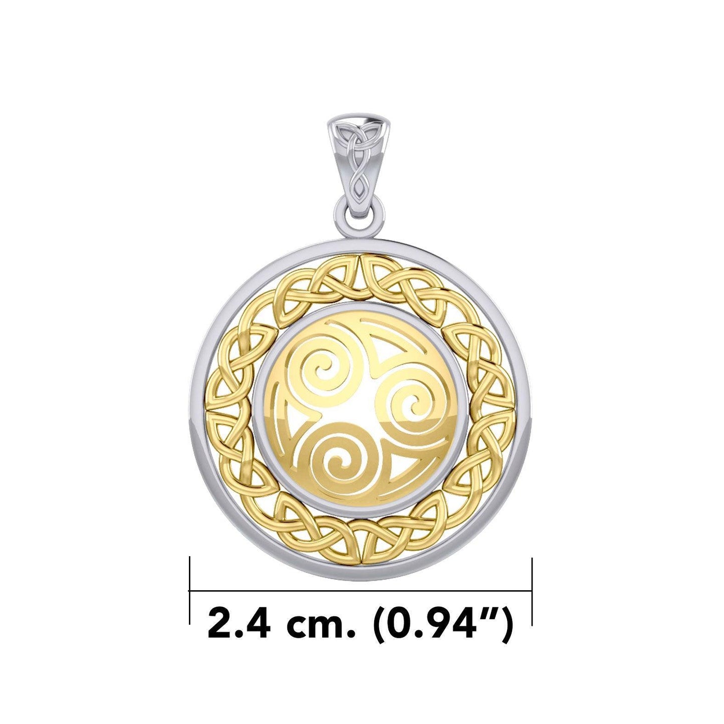 Celtic Knot Triskelion Spiral Silver with Gold Accent Pendant MPD727 - peterstone.dropshipping