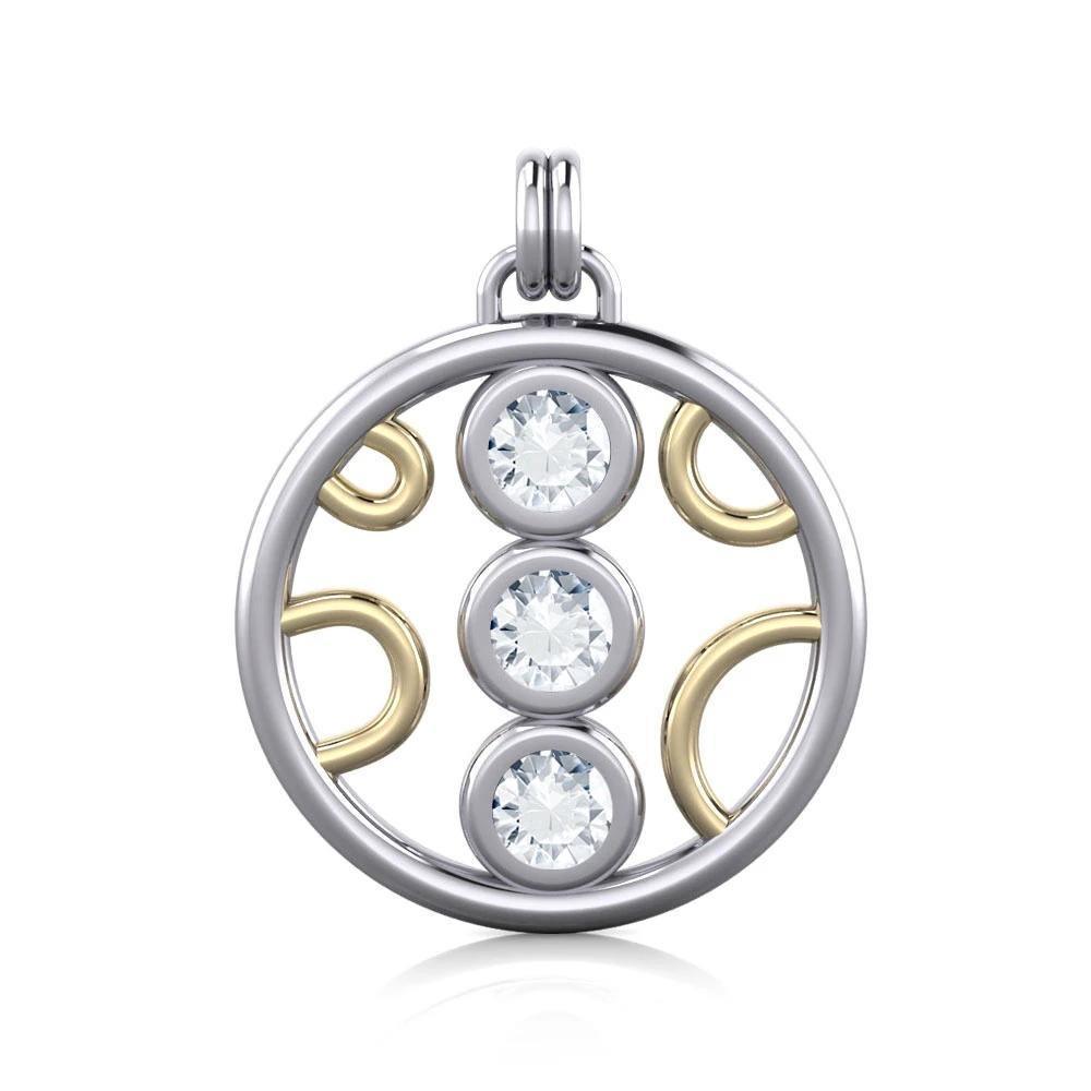 Black Magic Art Deco Circles Silver & Gold Pendant MPD730