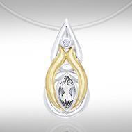 Black Magic Teardrop Silver & Gold Pendant MPD804