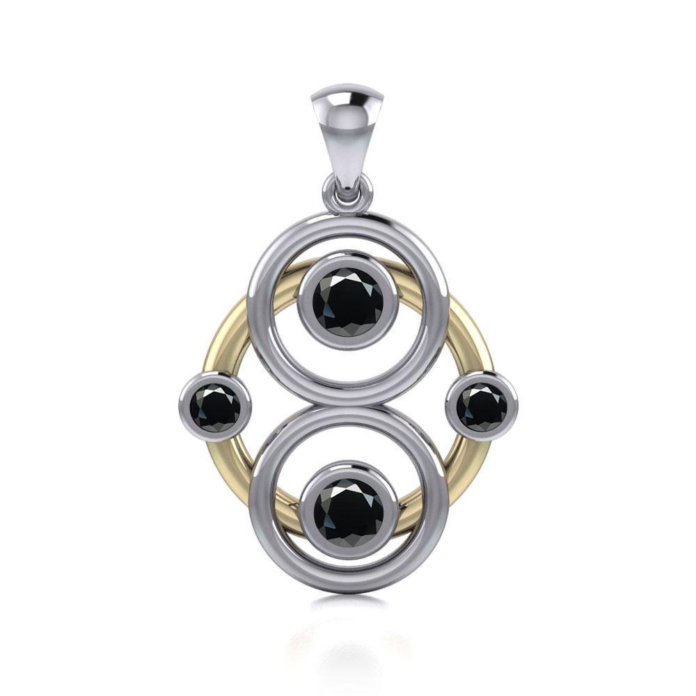 Celtic Four Point Knot Silver, Gold & Gemstone Pendant MPD809