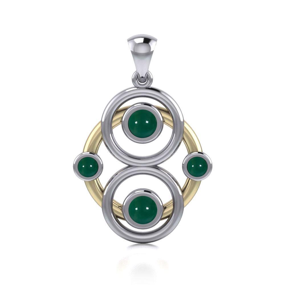 Celtic Four Point Knot Silver, Gold & Gemstone Pendant MPD809