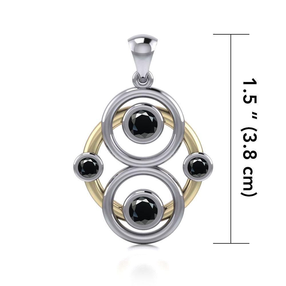 Celtic Four Point Knot Silver, Gold & Gemstone Pendant MPD809