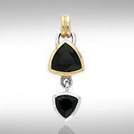 Black Magic Art Deco Silver & Gold Pendant MPD834