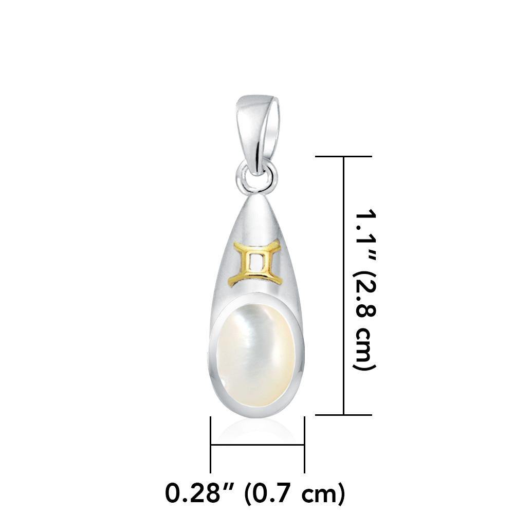 Gemini Zodiac Sign Silver and 14K Gold Accent Pendant MPD848