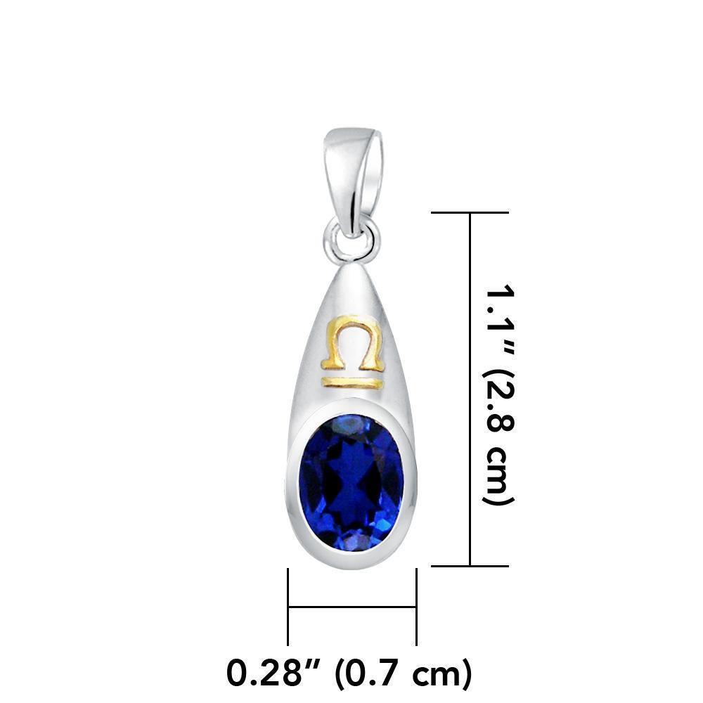 Libra Zodiac Sign Silver and Gold Pendant MPD851
