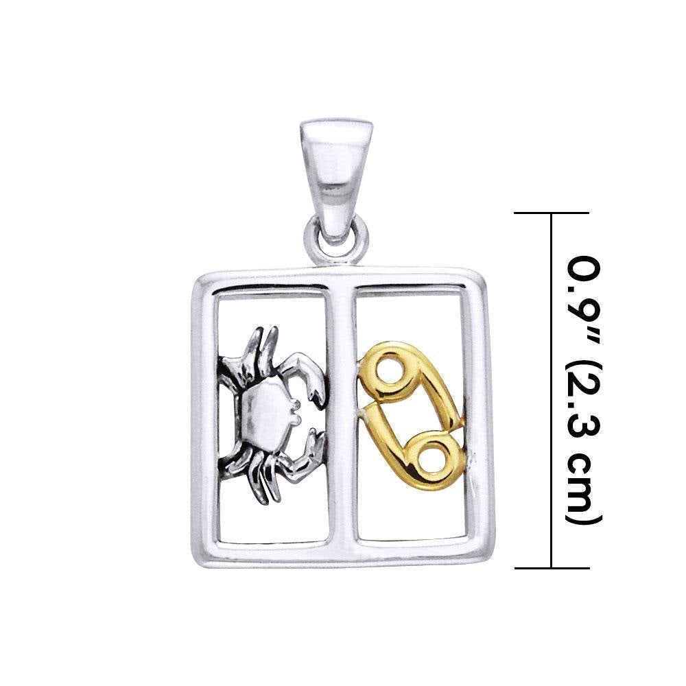 Cancer Zodiac Symbol Silver and 14K Gold Accent Pendant MPD917