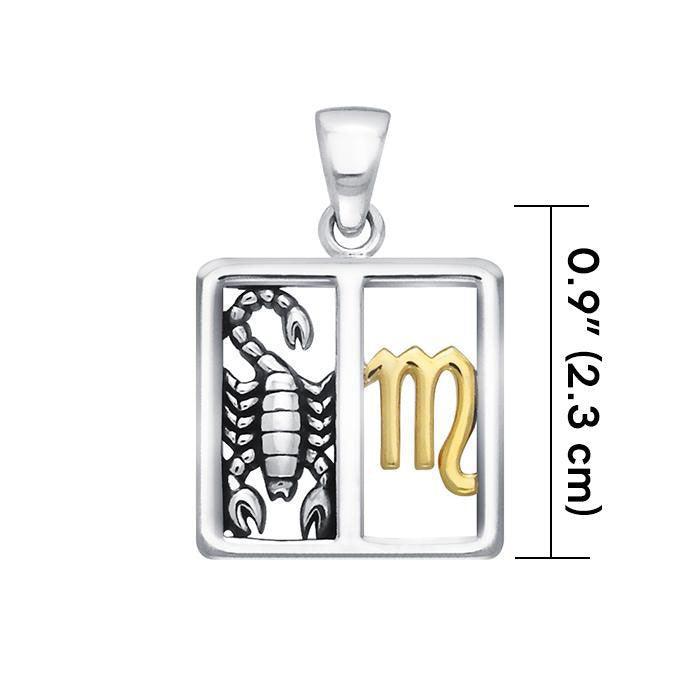 Scorpio Zodiac Symbol Silver and 14K Gold Accent Pendant MPD921