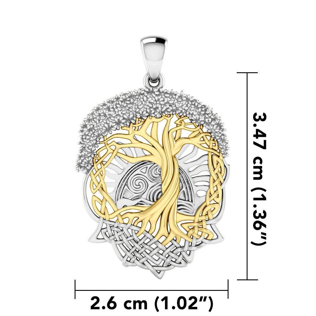 Live Beautifully with the Tree of Life ~ Sterling Silver Jewelry Pendant with 14k gold accent MPD974 by Courtney Davis - peterstone.dropshipping