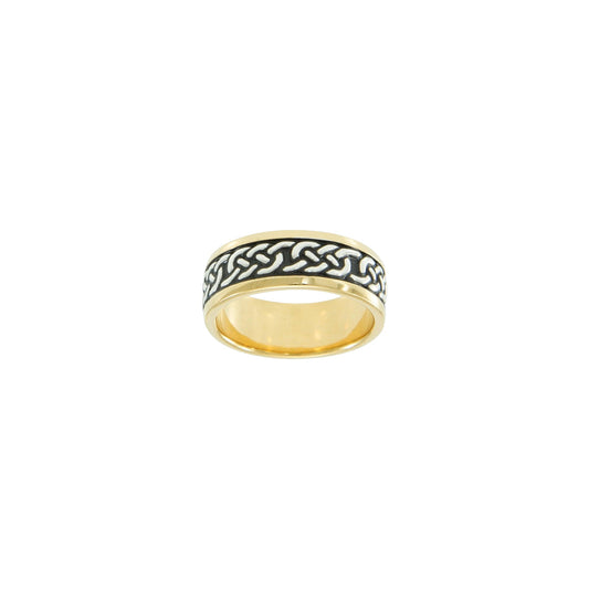 Celtic Knotwork Sterling Silver with 14K Gold Accent Ring MRI1586*