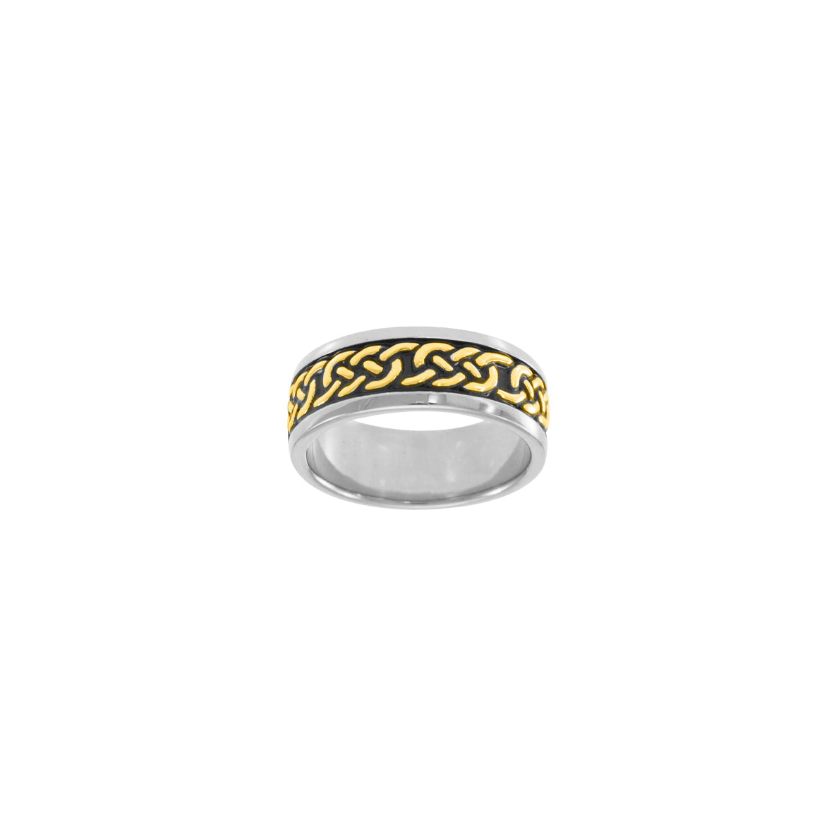 Celtic Knotwork Sterling Silver with 14K Gold Accent Ring MRI1586*