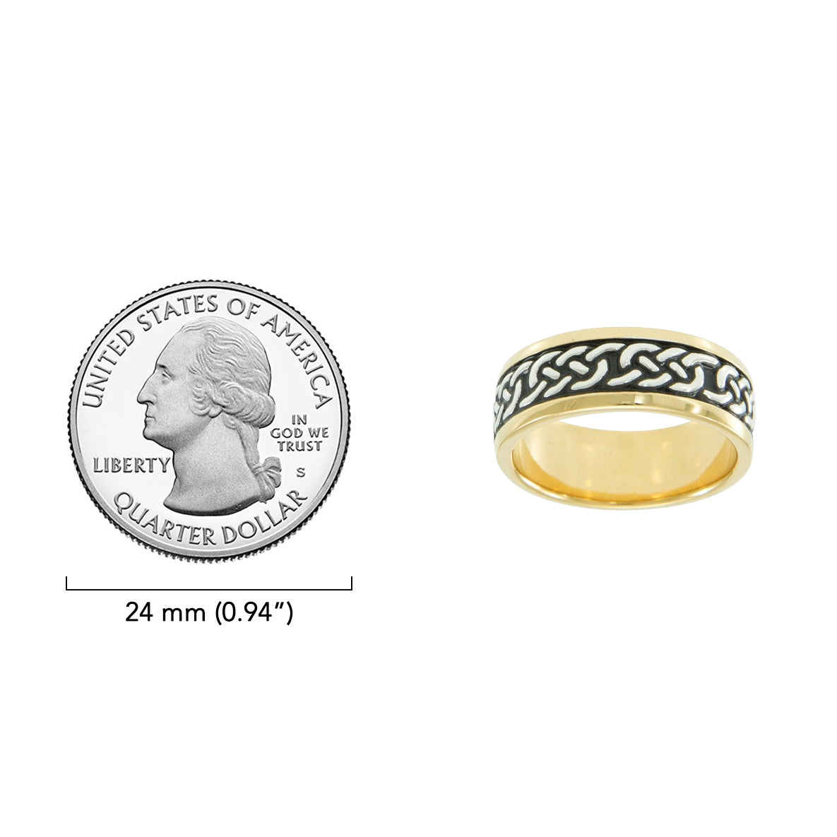 Celtic Knotwork Sterling Silver with 14K Gold Accent Ring MRI1586*
