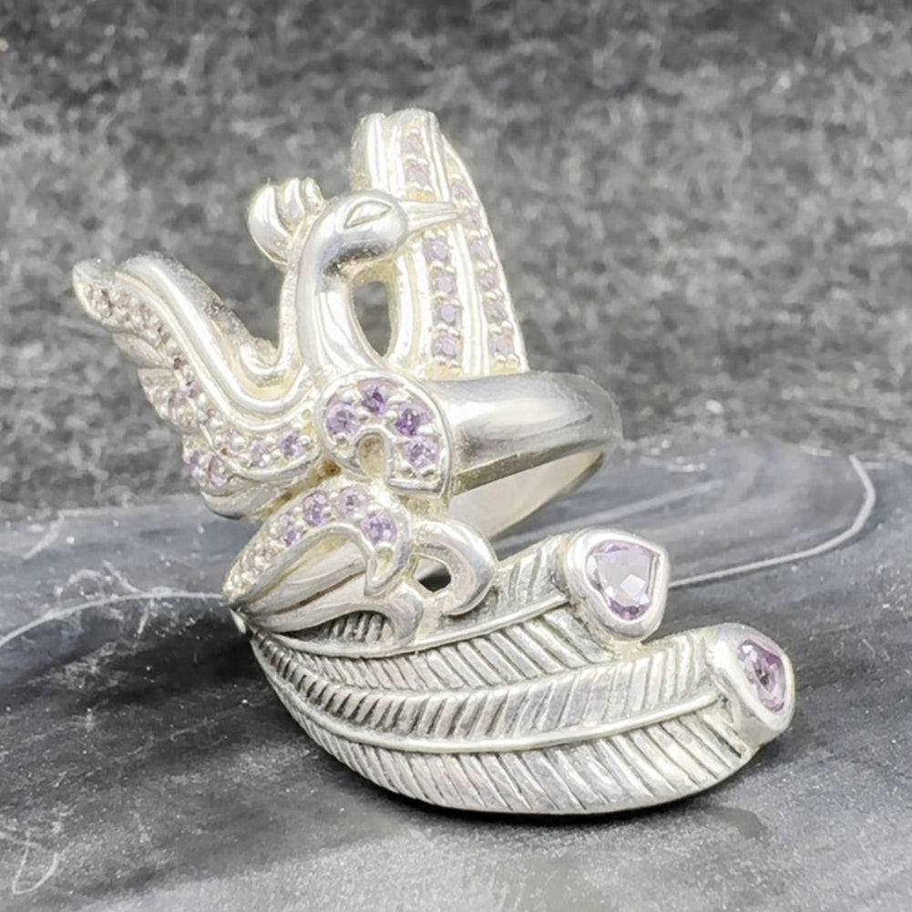 Mythical Phoenix arise! ~ Sterling Silver Jewelry Ring with 14k Gold and Gemstone Accents MRI1741