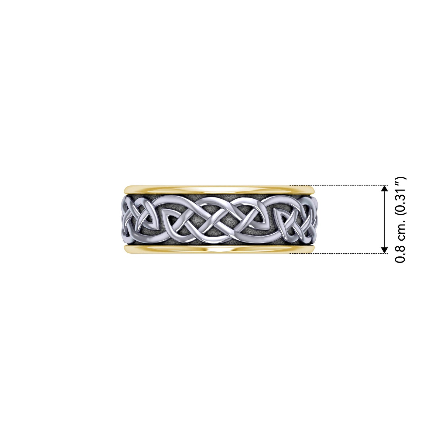 Celtic Knotwork Sterling Silver with 14K Gold Accent Ring MRI1759