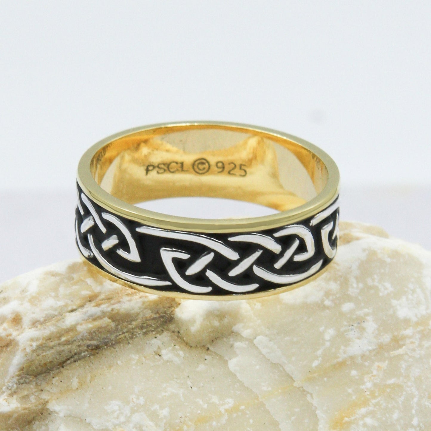 Celtic Knotwork Sterling Silver with 14K Gold Accent Ring MRI1759
