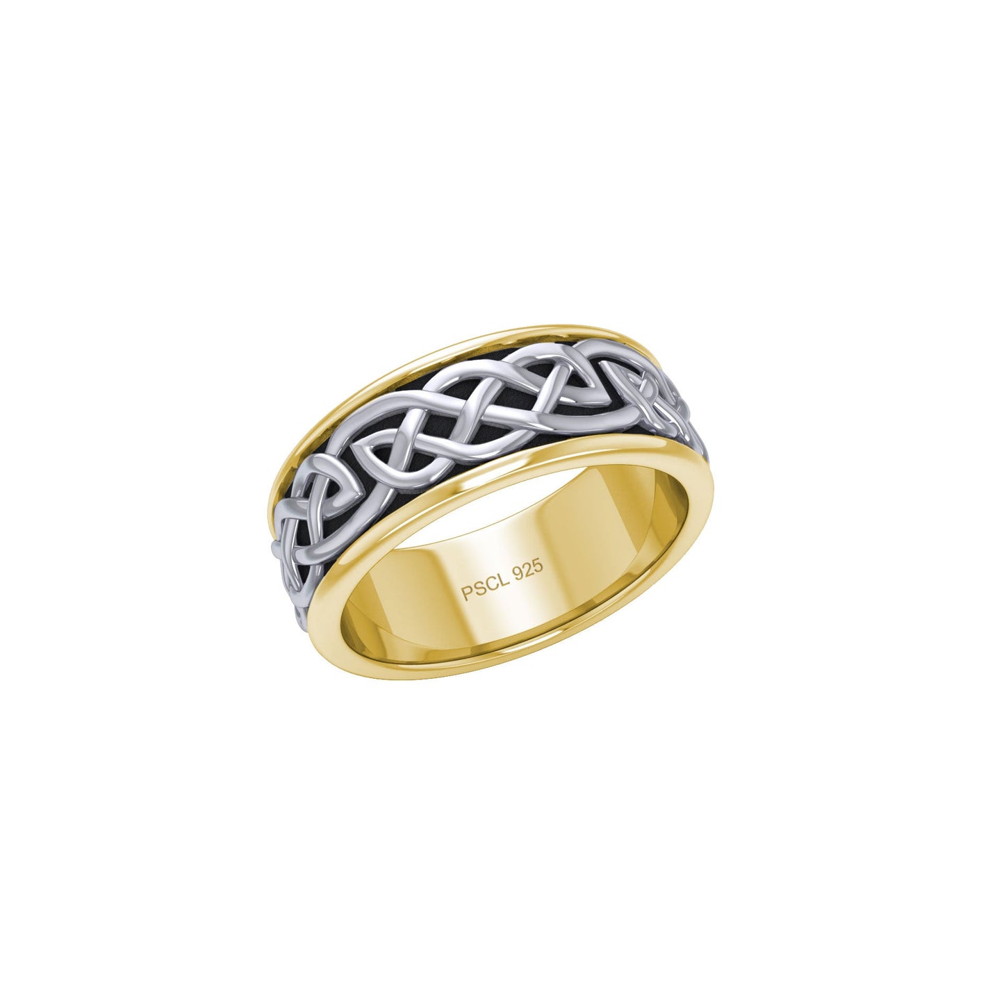 Celtic Knotwork Sterling Silver with 14K Gold Accent Ring MRI1759