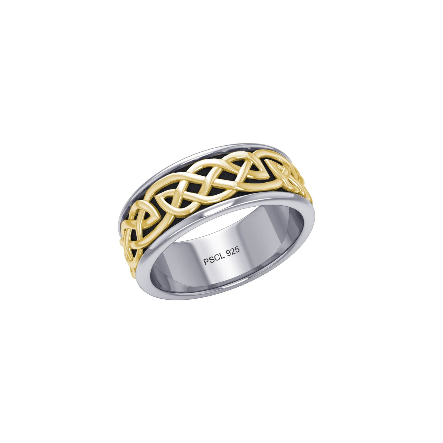 Celtic Knotwork Sterling Silver with 14K Gold Accent Ring MRI1759