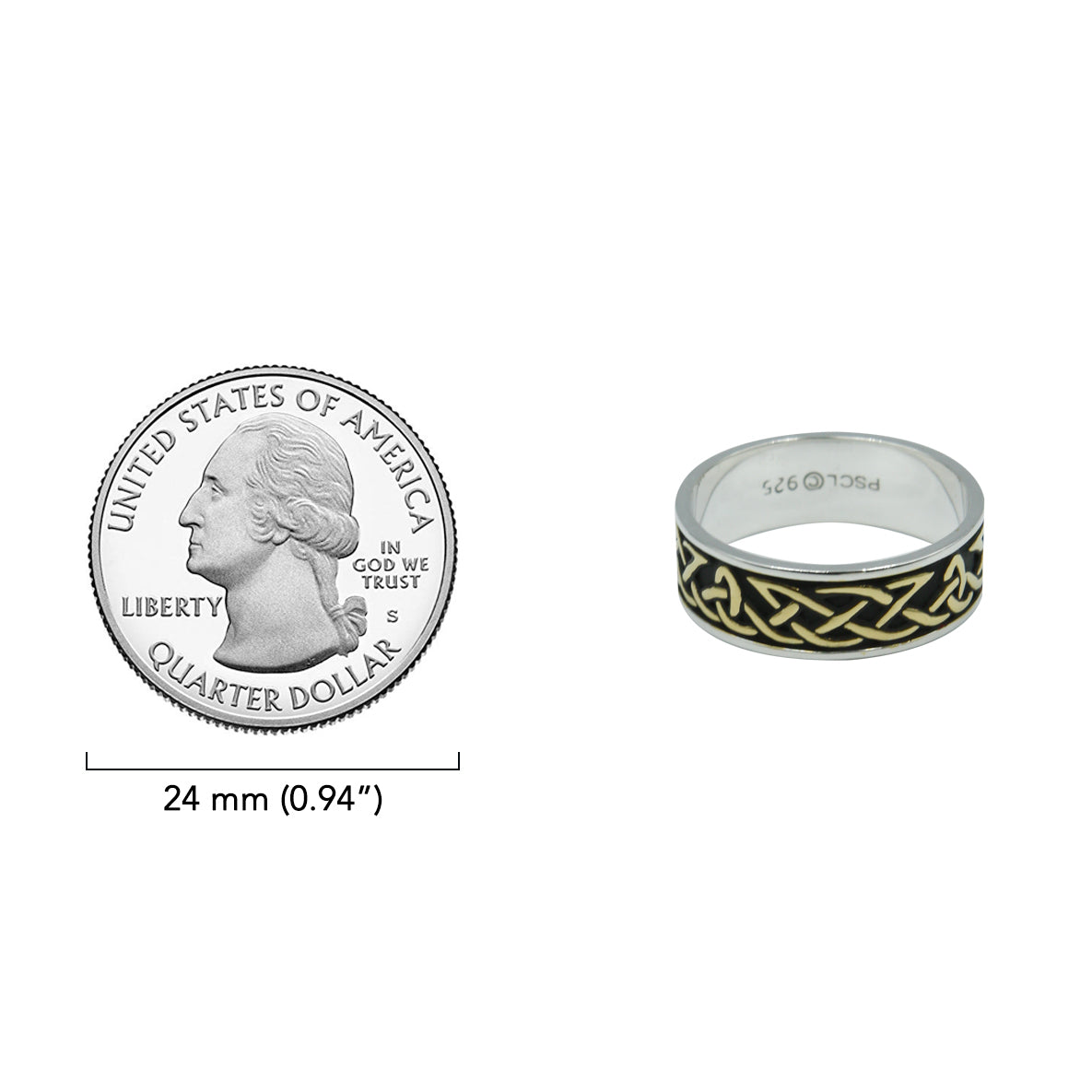 Celtic Knotwork Sterling Silver with 14K Gold Accent Ring MRI1760*
