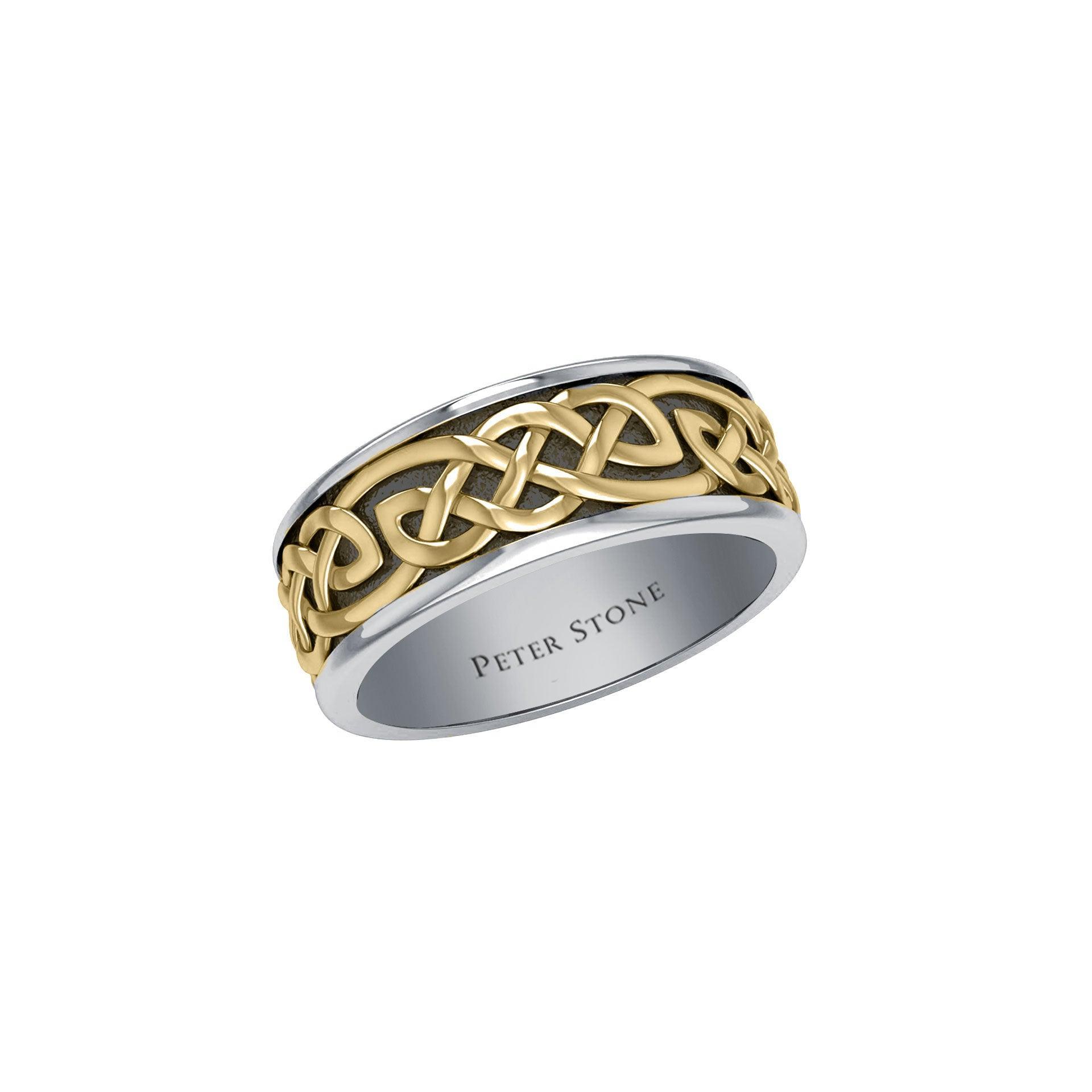 Celtic Knotwork Silver and Gold Accent Wedding Ring MRI2353