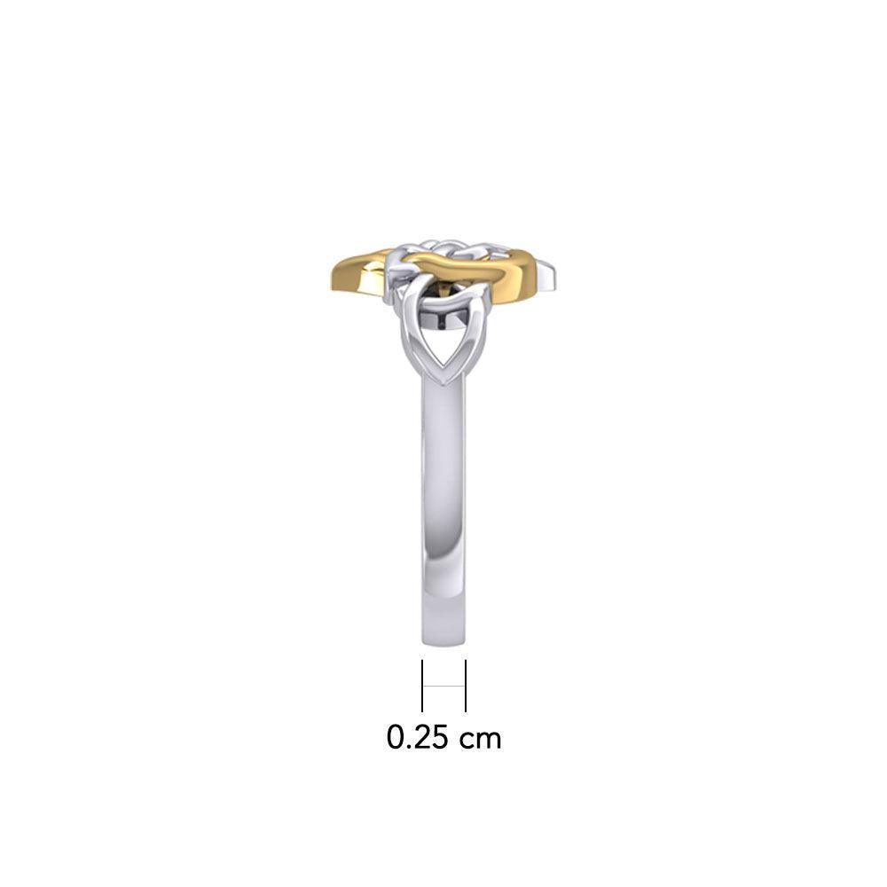 Celtic Heart And Triquetra Sterling Silver with 14K Gold Accent Ring MRI2389