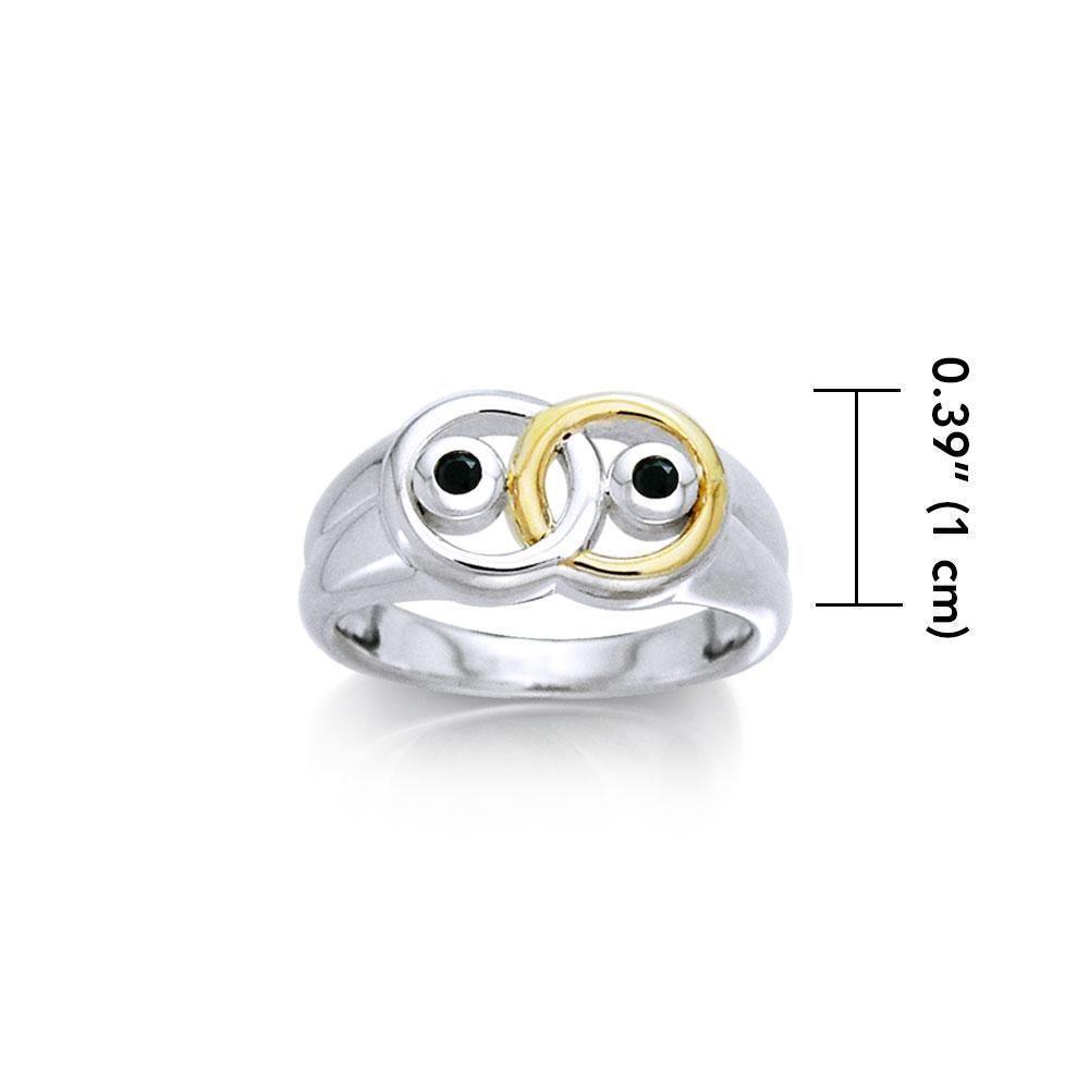 Black Magic Linked Circles Silver & Gold Ring MRI383