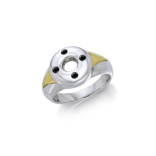 Black Magic Circular Silver & Gold Ring MRI448