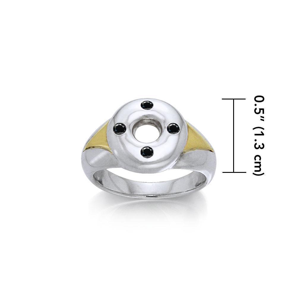 Black Magic Circular Silver & Gold Ring MRI448