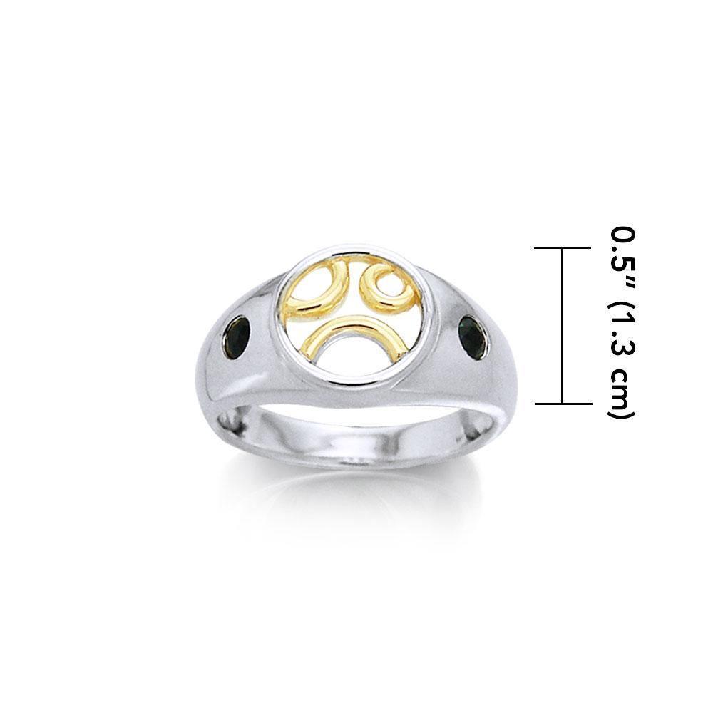 Black Magic Two Toned Circles Silver & Gold Ring MRI450