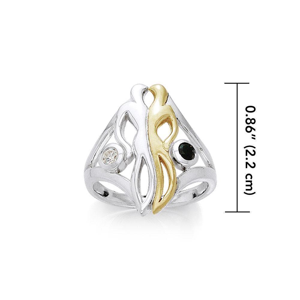 Venus and Mars with Gems Silver and Gold Ring MRI555