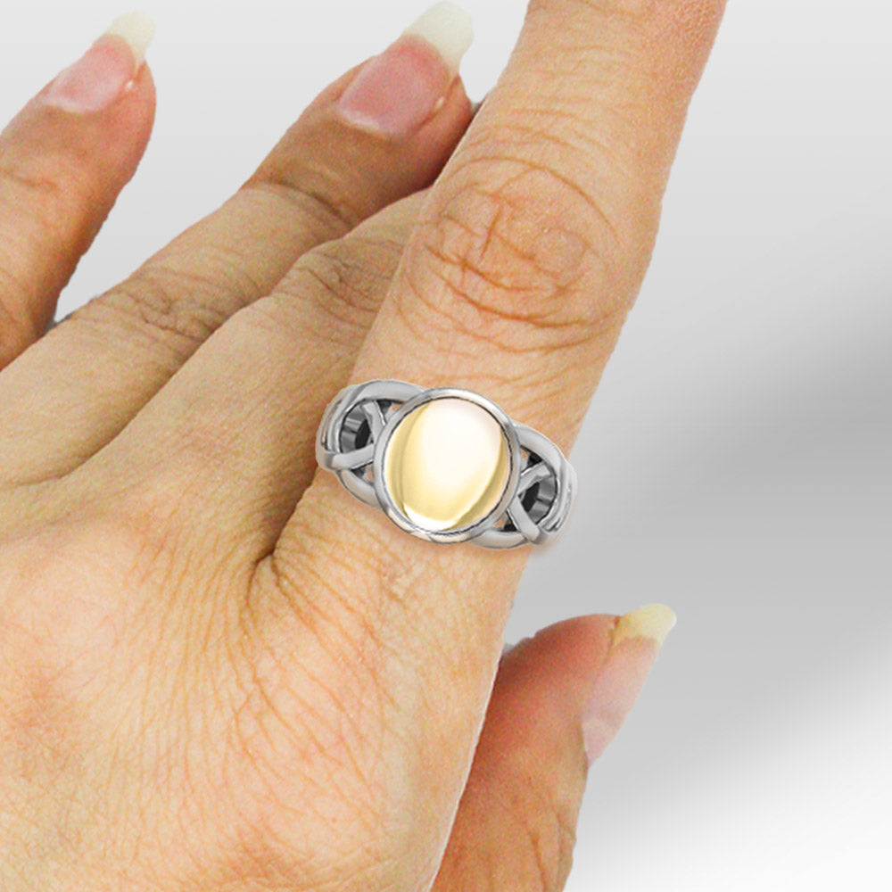 Danu Silver and Gold Accent Celtic Knotwork Ring MRI601