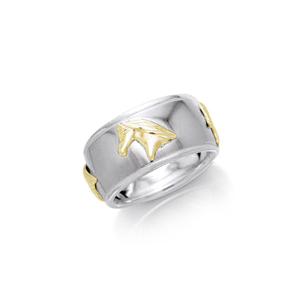 Friesian Horse Silver & Gold Ring MRI622