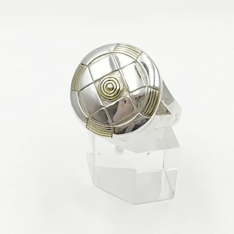 Protection and Centralization Sterling Silver with 14K Gold Accent Ring by Sibylle Grummes MRI624